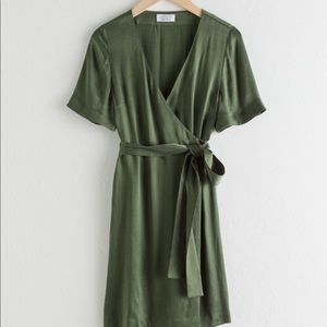 NWT & Other Stories Cupro Sage Green Wrap Dress